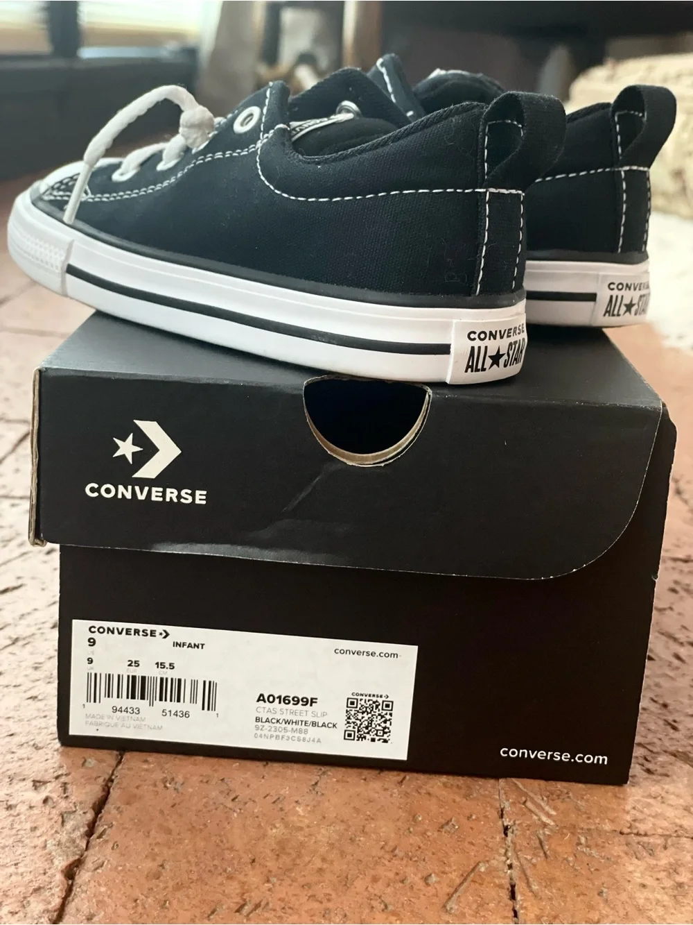New Toddler Converse Black & White Sneakers Slip On